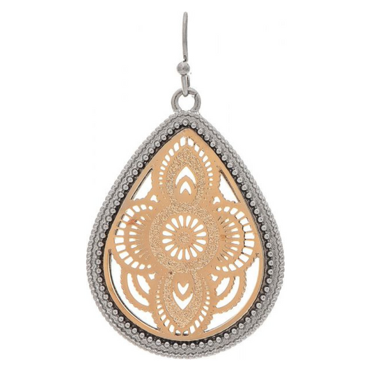 Rain - Silver Edge Filigree Teardrop Earring