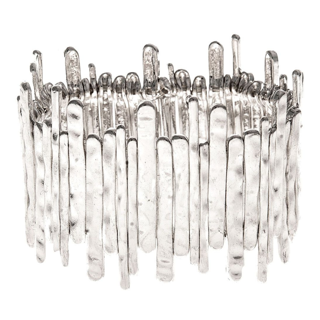 Rain - Silver Textured Bars Bracelet