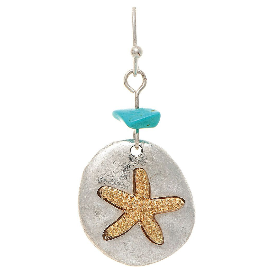 Rain - Two Tone Turquoise Bead Starfish Earring