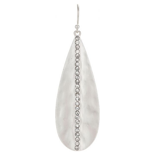 Rain - Silver Crystal Line Teardrop Earring