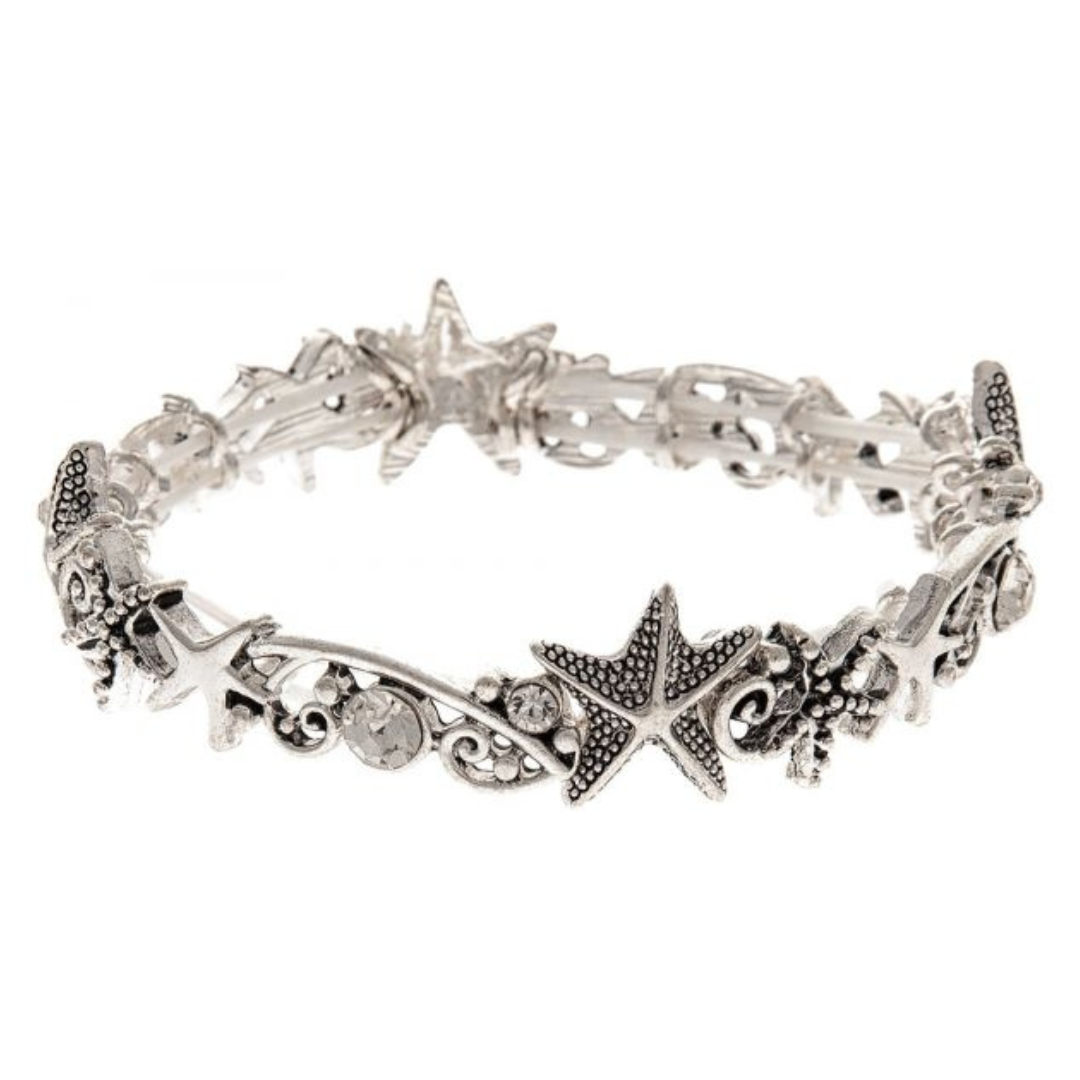 Rain -Silver Crystal and Starfish Bracelet