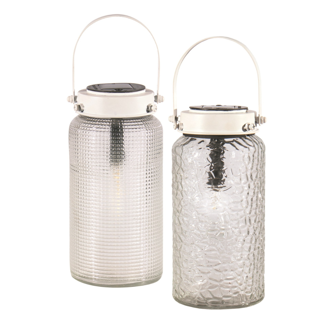 Patterned Glass Solar LED Lanterns (2 Styles)