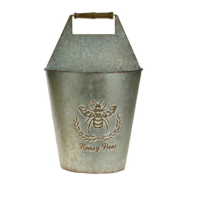 Galvanized Wall Planter with Bee (2 Sizes)