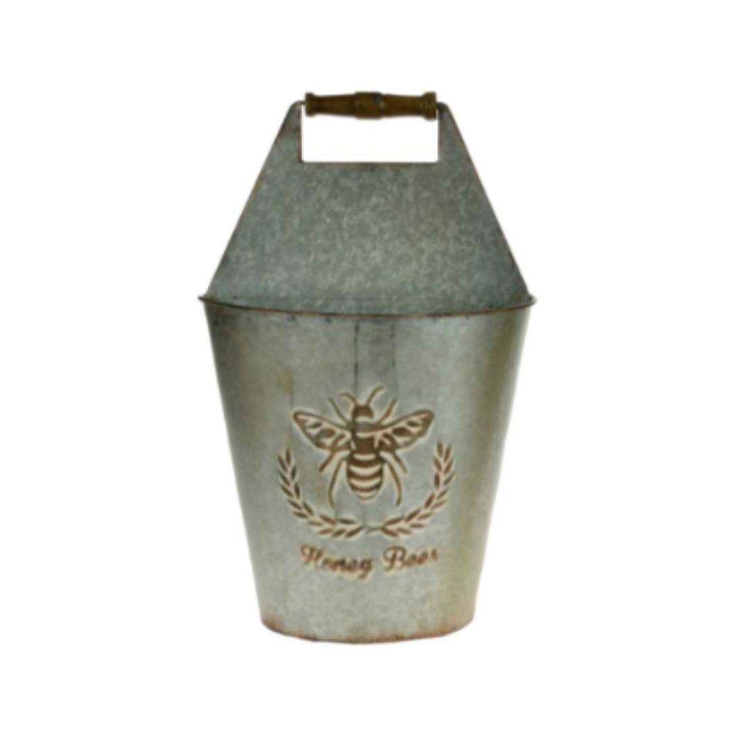 Galvanized Wall Planter with Bee (2 Sizes)