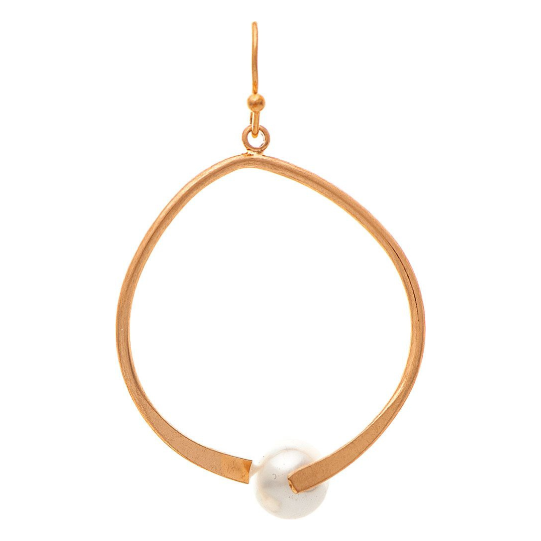 Rain - Gold Pearl Bead Bypass Earrings
