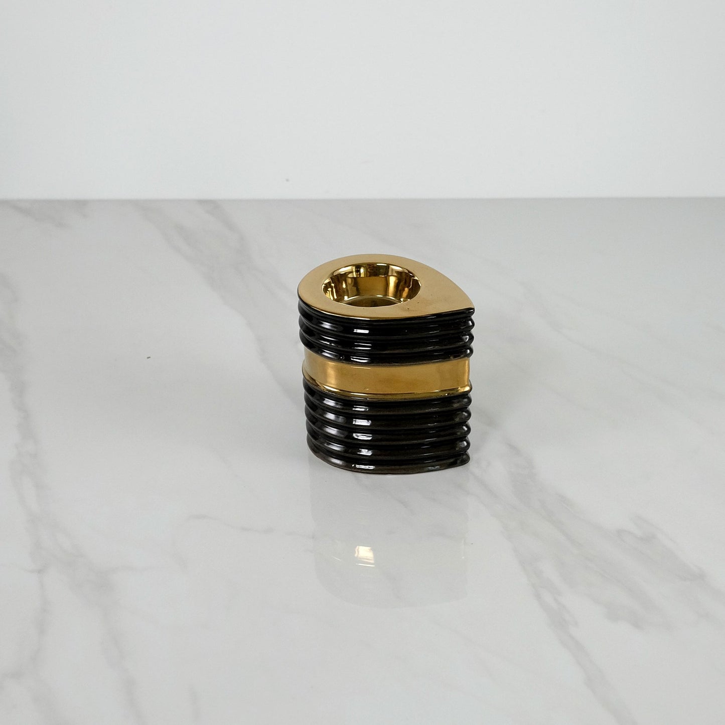 Small Black and Gold Tea Light Holder