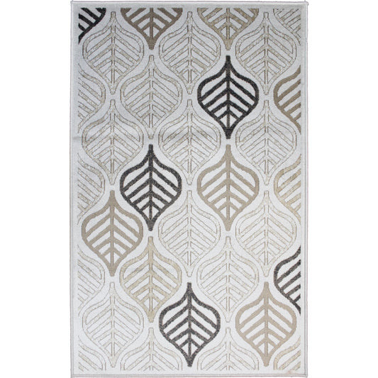 2x4" Washable low pile rug with leaf pattern 