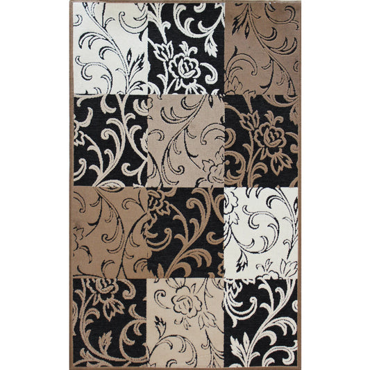 Valentine Vine Ochre/Black Washable Rug