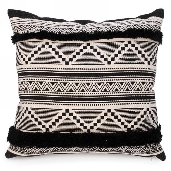 Black and Natural Aztec Tufted Cushion