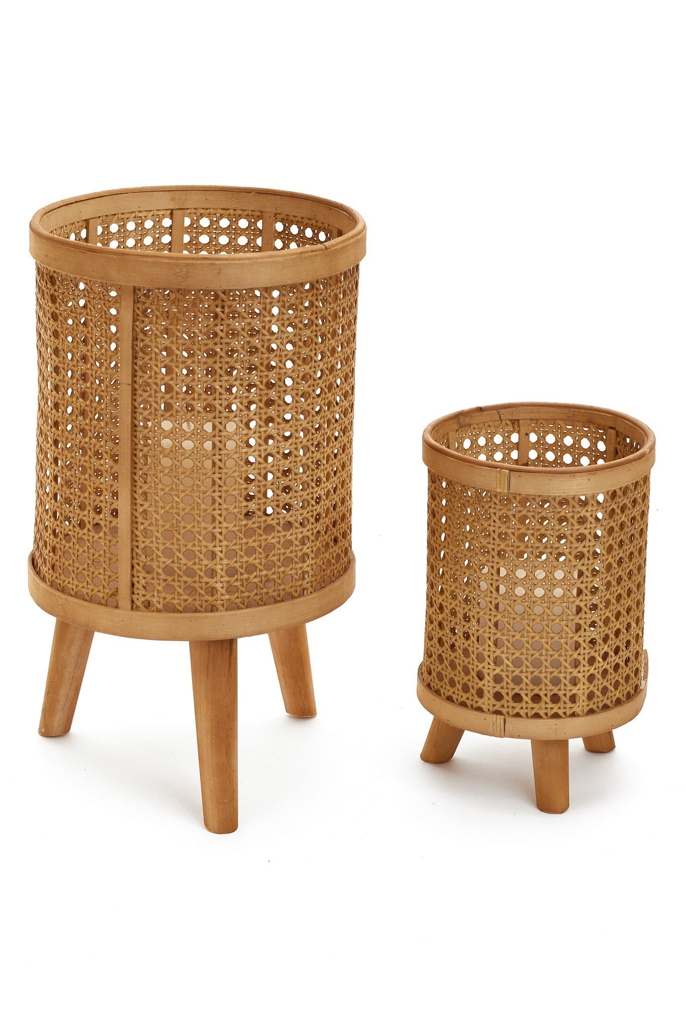 Tan Bamboo Planters with Legs 