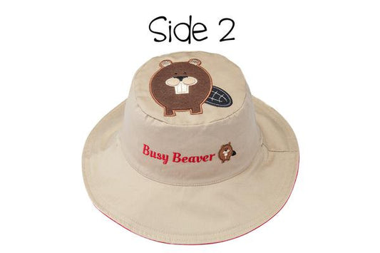 Reversible  Kid's Sun Hat Canoe/Beaver