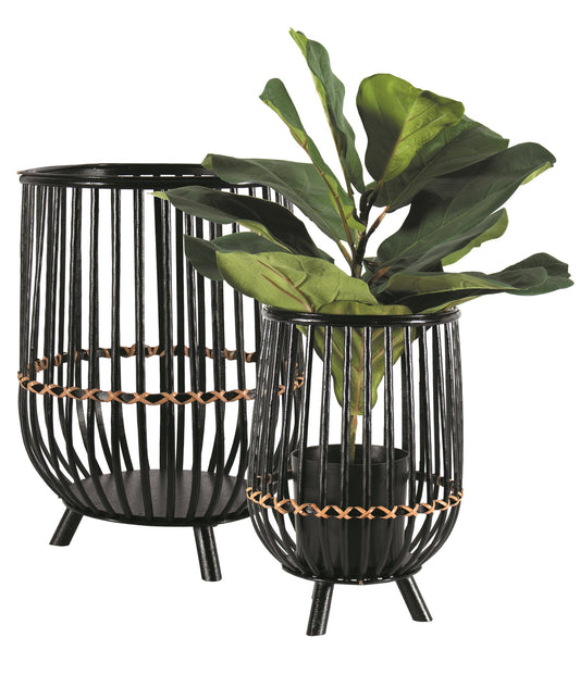 Modern Black Bamboo Planter (2 Sizes) **Store Pickup Only**