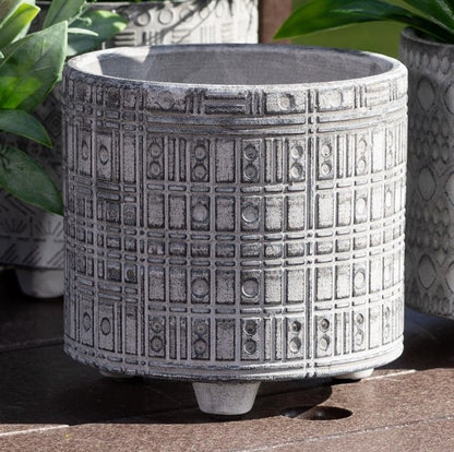 Patterned Cement Pot 5" tall (3 patterns)