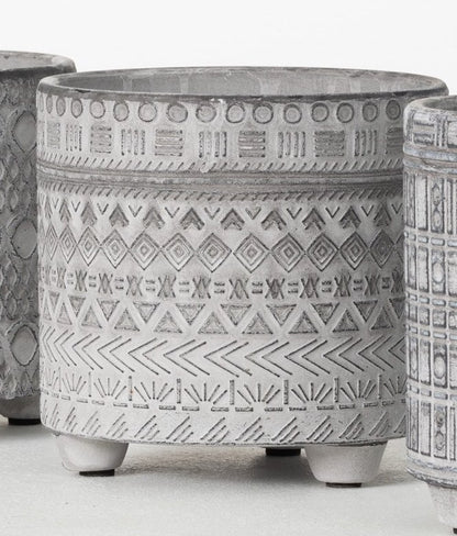 Patterned Cement Pot 5" tall (3 patterns)