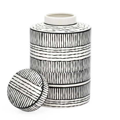 Takara Pattern Ceramic Canister with Lid - 8"