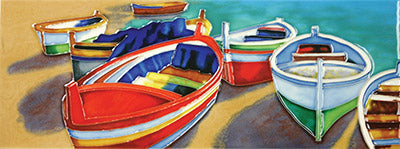Colourful Boats Tile 6" x 16"