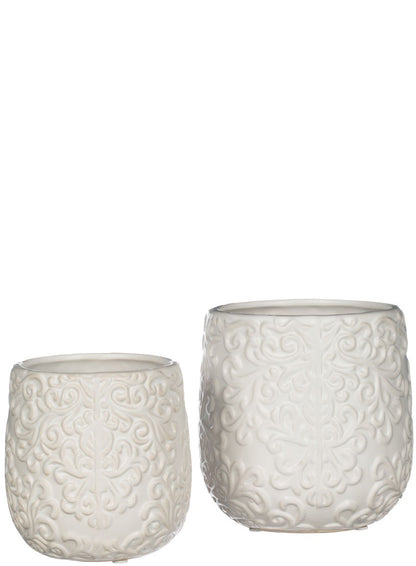 Off White Pot with Design