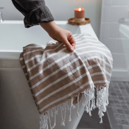 Turkish Towel Emma - Sand (Bath or Beach)