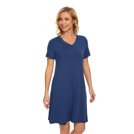 Bamboo A line Night Dress - French Blue