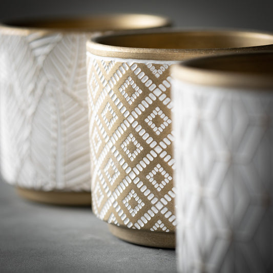 Gold and White Assorted Planters (4.5")