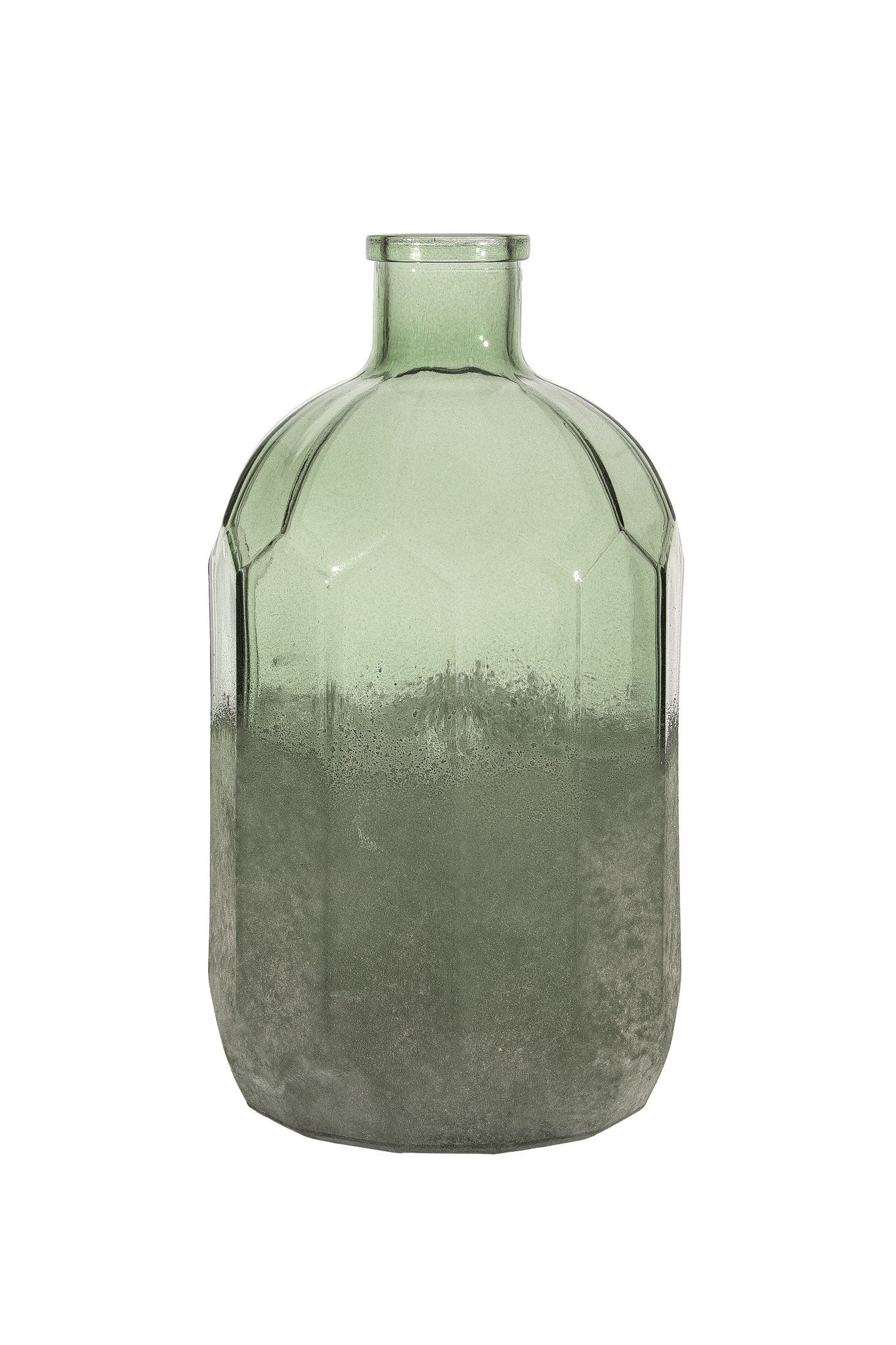 Green Glass Gem Cut Vase