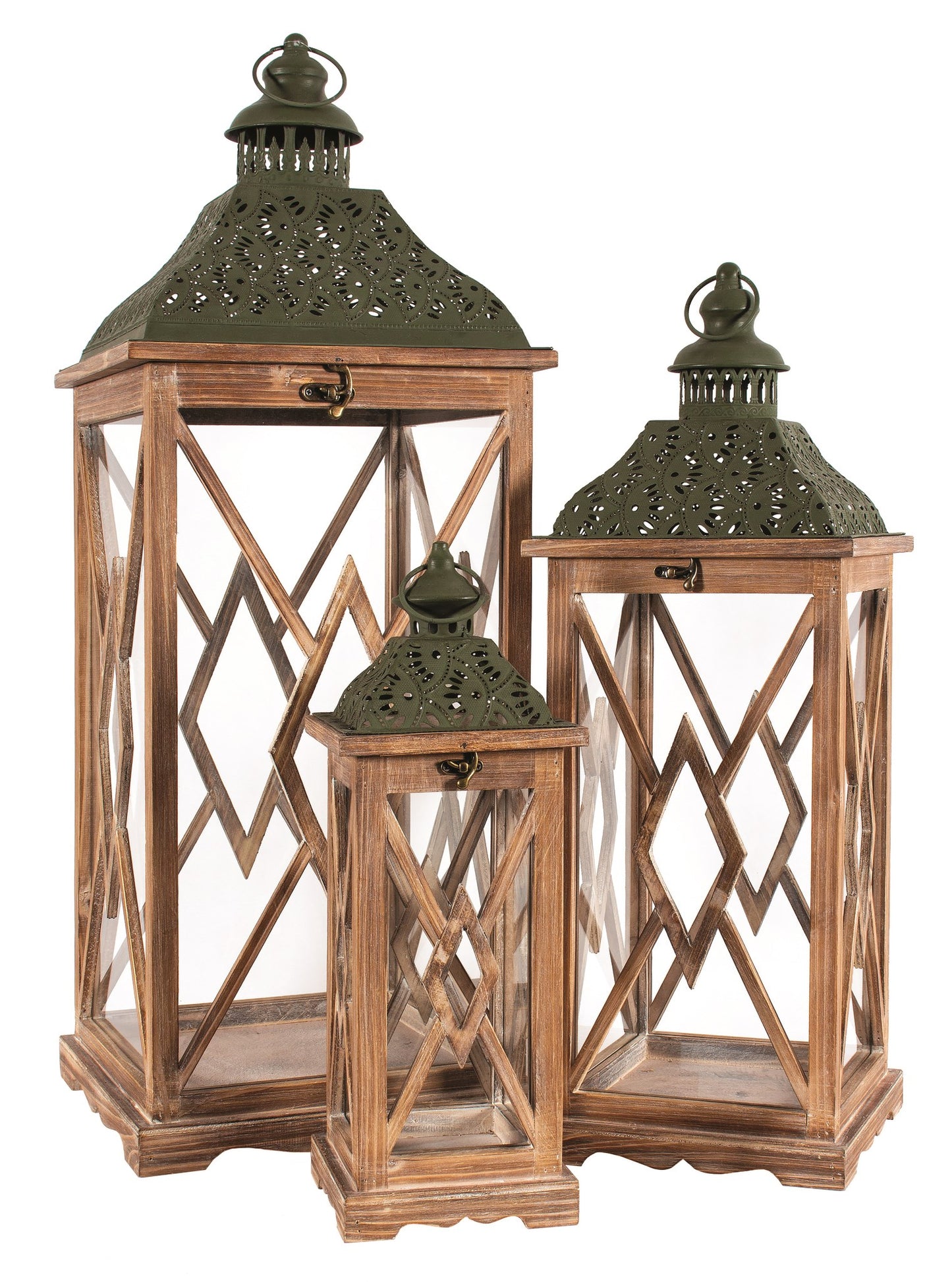 Wooden Lantern with Green Metal Roof (3 sizes) **Pickup Only**