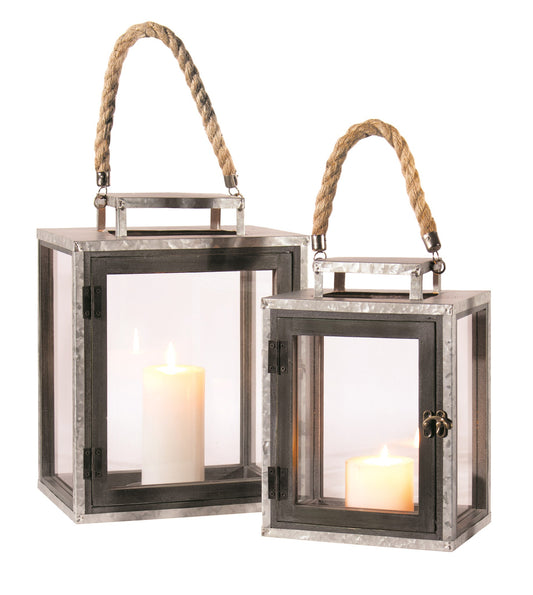 Grey and Metal Lanterns (2 Sizes)