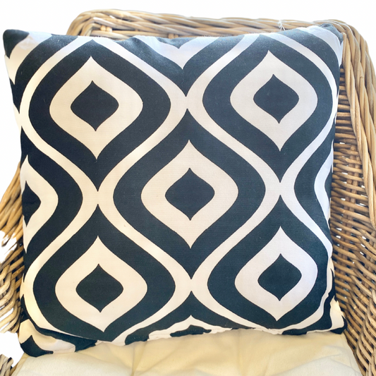 Indoor/Outdoor Black Retro Pillow