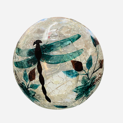 Crackle Globe with Dragonfly LED Lights