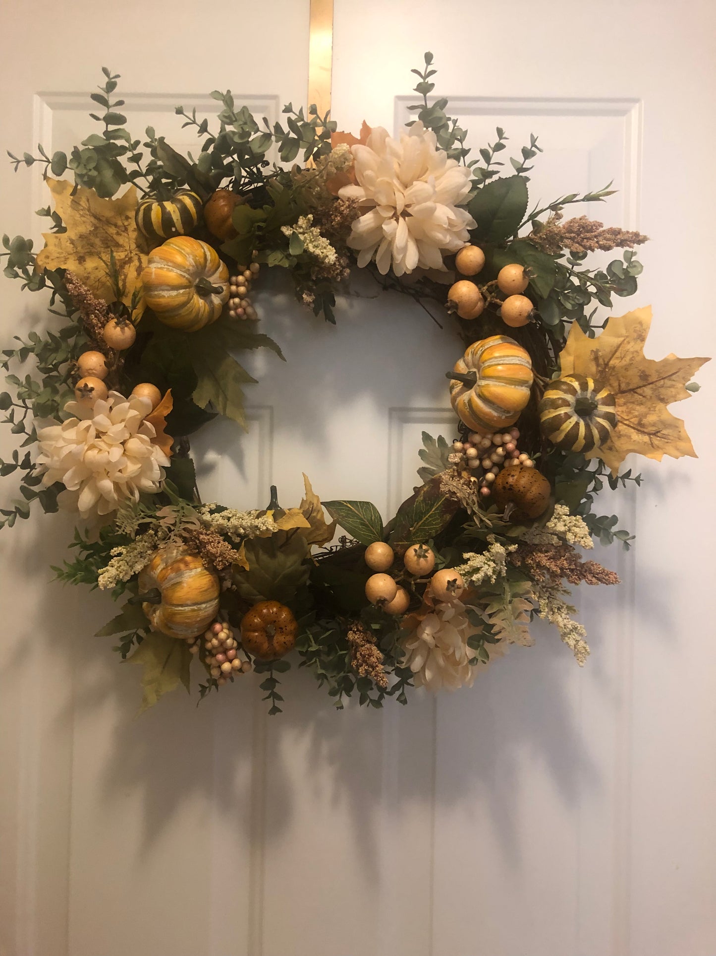Fall Wreath with Gourdes, Flowers, Berries and Leaves *Pick Up Only