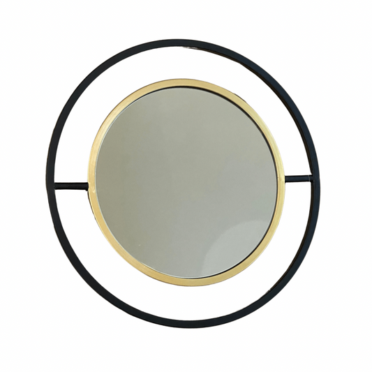 Black Metal Mirror with Gold Trim