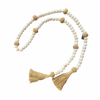 Jute and Wooden Bead White and Natural Garland (Assorted Sizes)