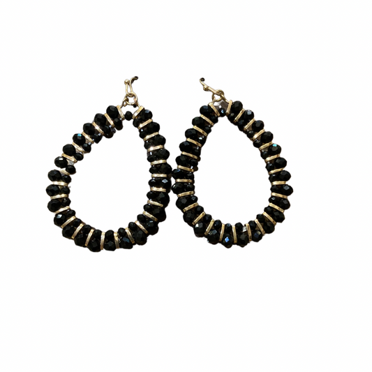 Gold and Black Bead Teardrop Earring