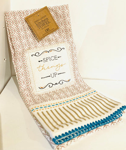 Heartfelt Spice Embellished Dishtowel