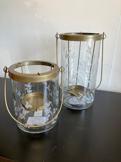 Etched Glass Lantern Assorted Sizes