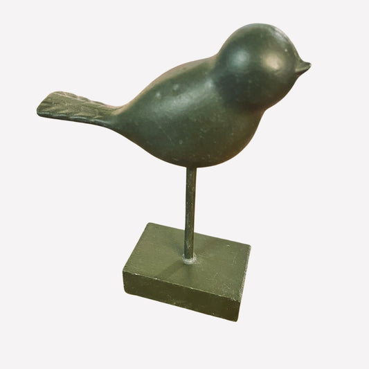 Small Green Bird on Stand - Textured Tail