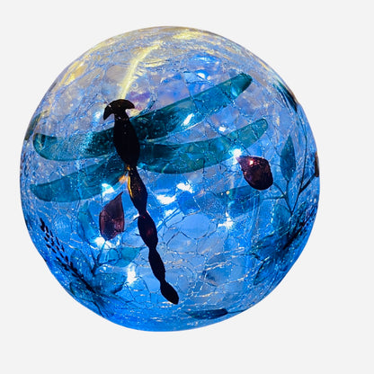 Crackle Globe with Dragonfly LED Lights