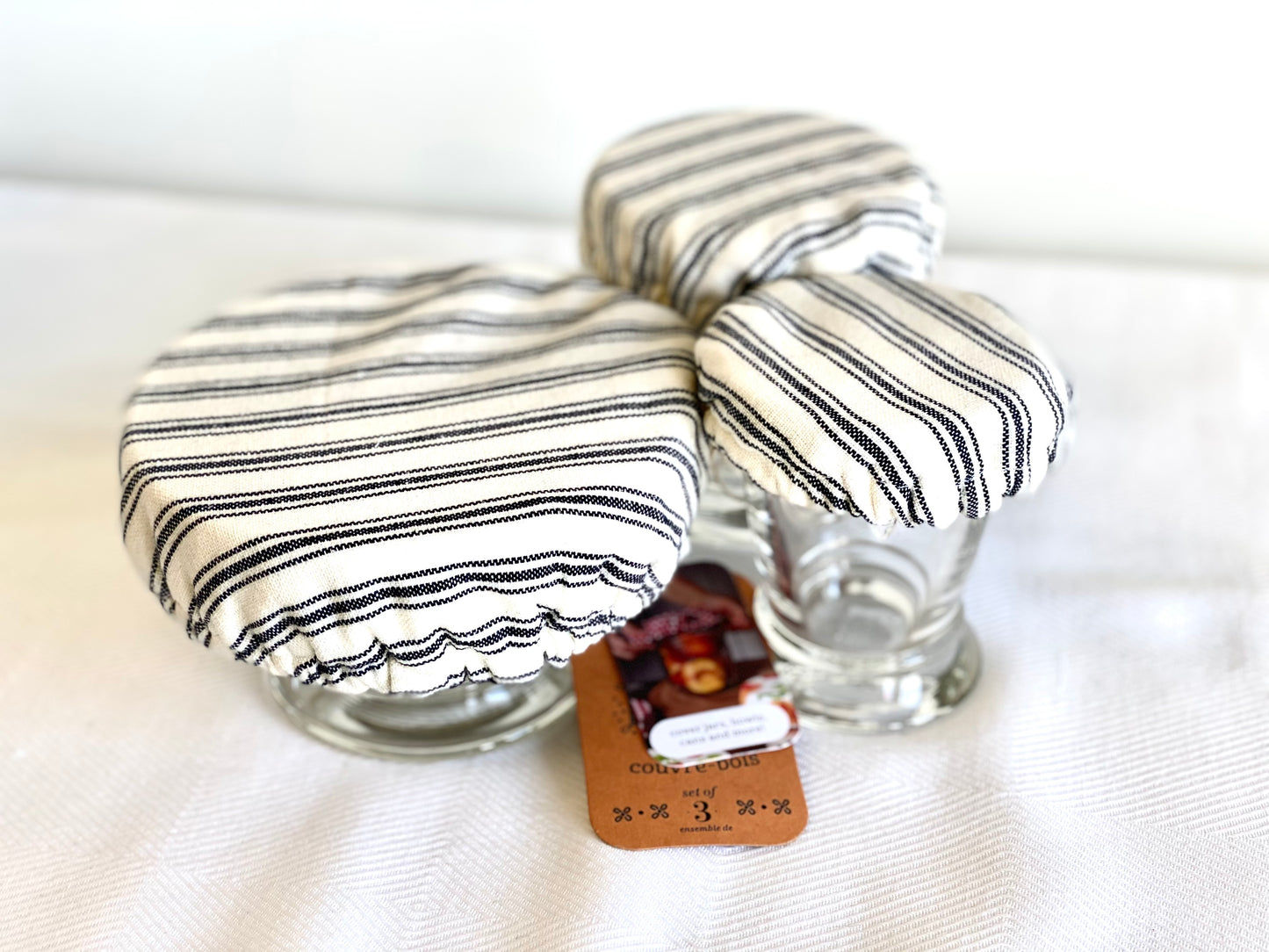 Jar & Small Bowl Covers - Ticking Stripe (set of 3)