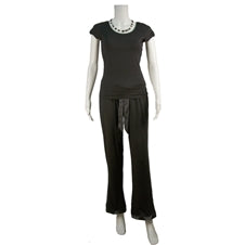 bamboo pajamas black two piece pants and short sleeve top