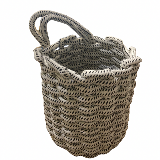 White with Black Basket with Single Handle