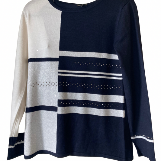 Navy and White Sweater