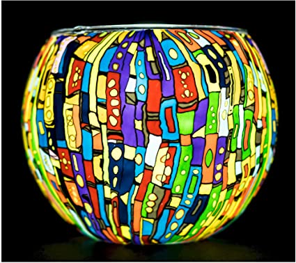 Glass Tealight Holder - Kaleidoscope