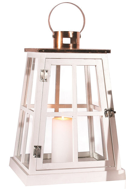 Brass Top Wooden Lantern (2 Sizes) **Pick Up Only**