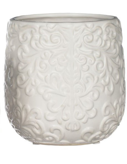 Off White Pot with Design