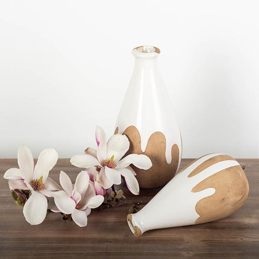 Large Cream and Tan Vase