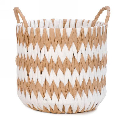 Weaved White & Natural Basket (2 sizes)