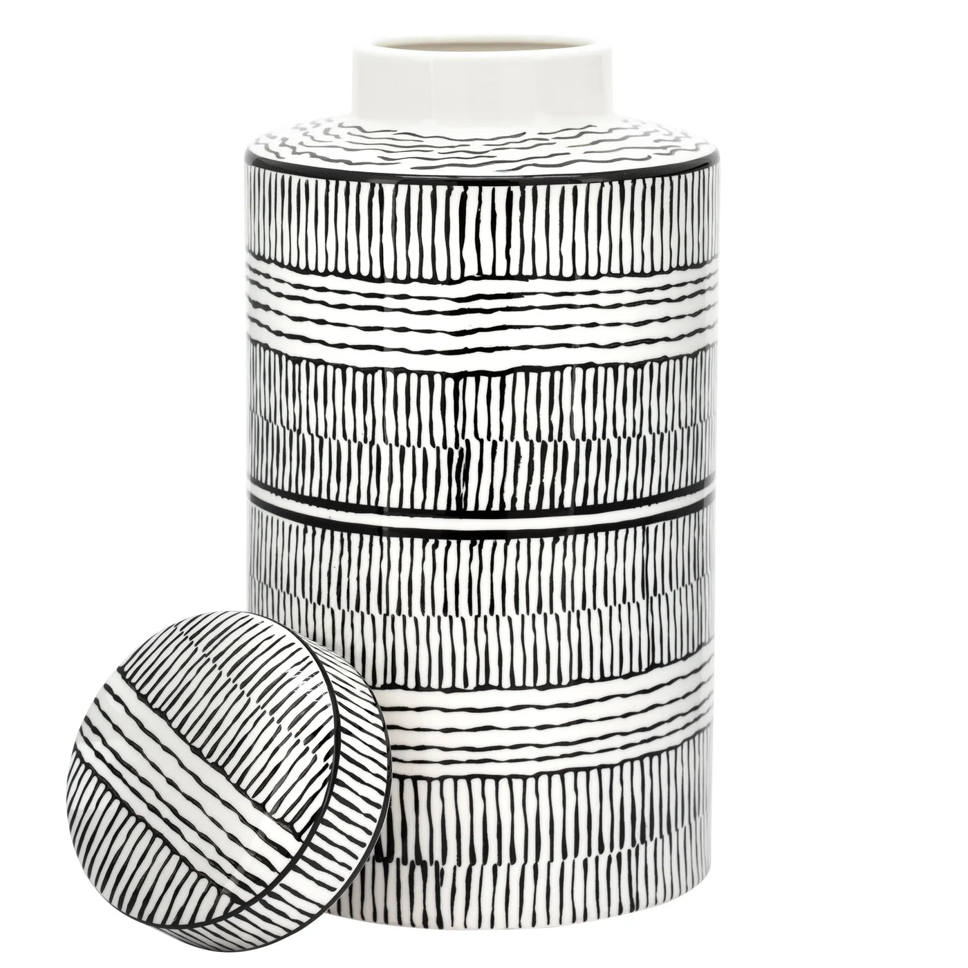 Takara Pattern Ceramic Canister with Lid - 11.5"