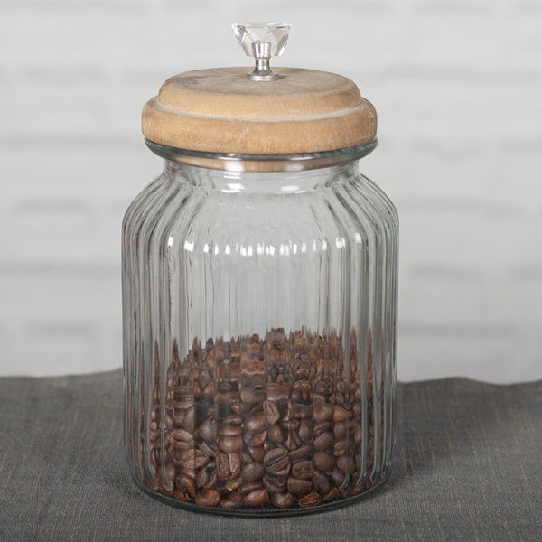 Glass Jar with Wood Lid (2 Sizes)