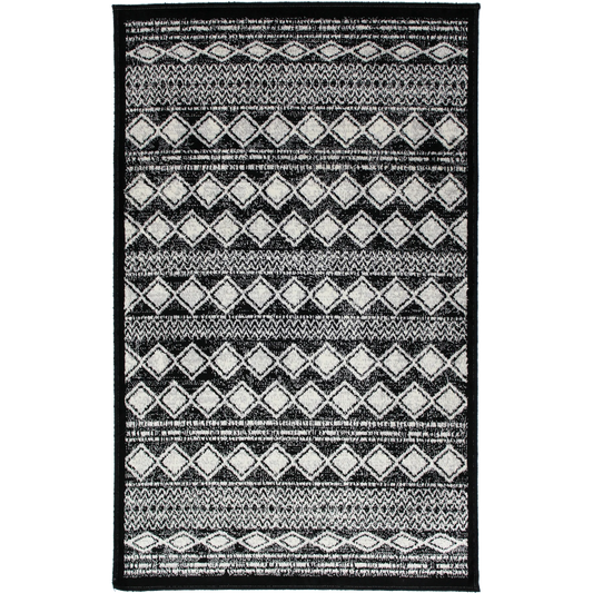 Matrix Washable Rug Black and White