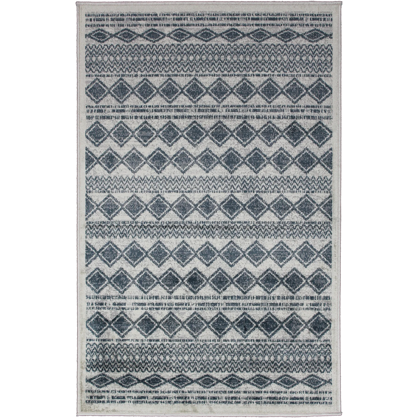 Matrix Blue and Ivory Washable Rug